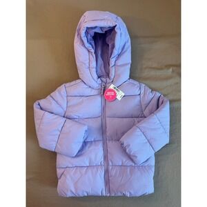 Lilac Puffer Jacket Water Resistant Size 5T Hooded Cozy Winter Ski Quilted